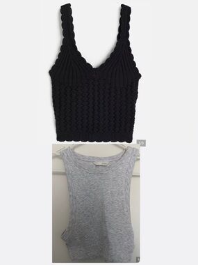 ZARA BUNDLE- black knit crop top matching+ grey halter crop top